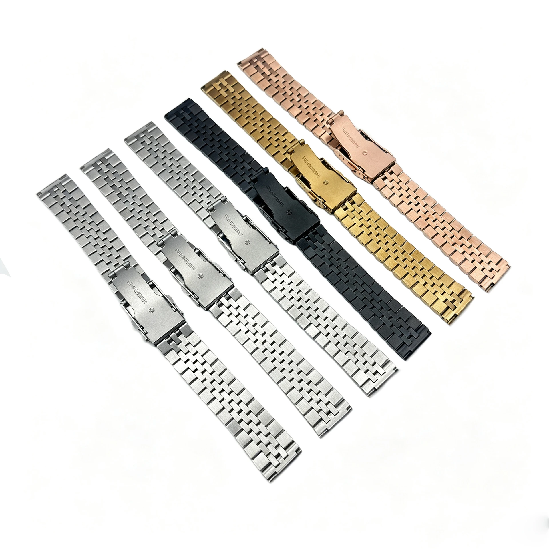 for Seiko Casio Citizen Rolex Flat End Watchband 18 19 20 21 22 23 24mm Stainless Steel Watch Strap Straight End Metal Bracelet
