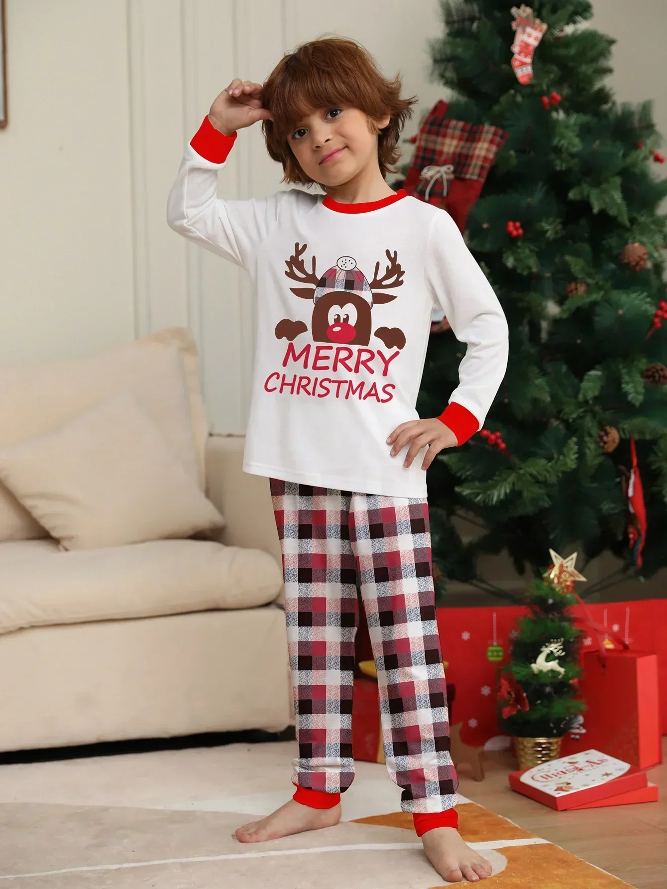 Merry Christmas Print Kids Pajamas Set Baby Boys Girls 2 Pieces Suit Cute Soft Sleepwear Children's Clothing 6M-14Y Xmas Look