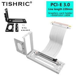 TISHRIC 20cm Cable Full Speed 4.0/3.0PCI E X16 Riser Cable Graphics Card Extension Cable and Holder pliable Extender for GPU