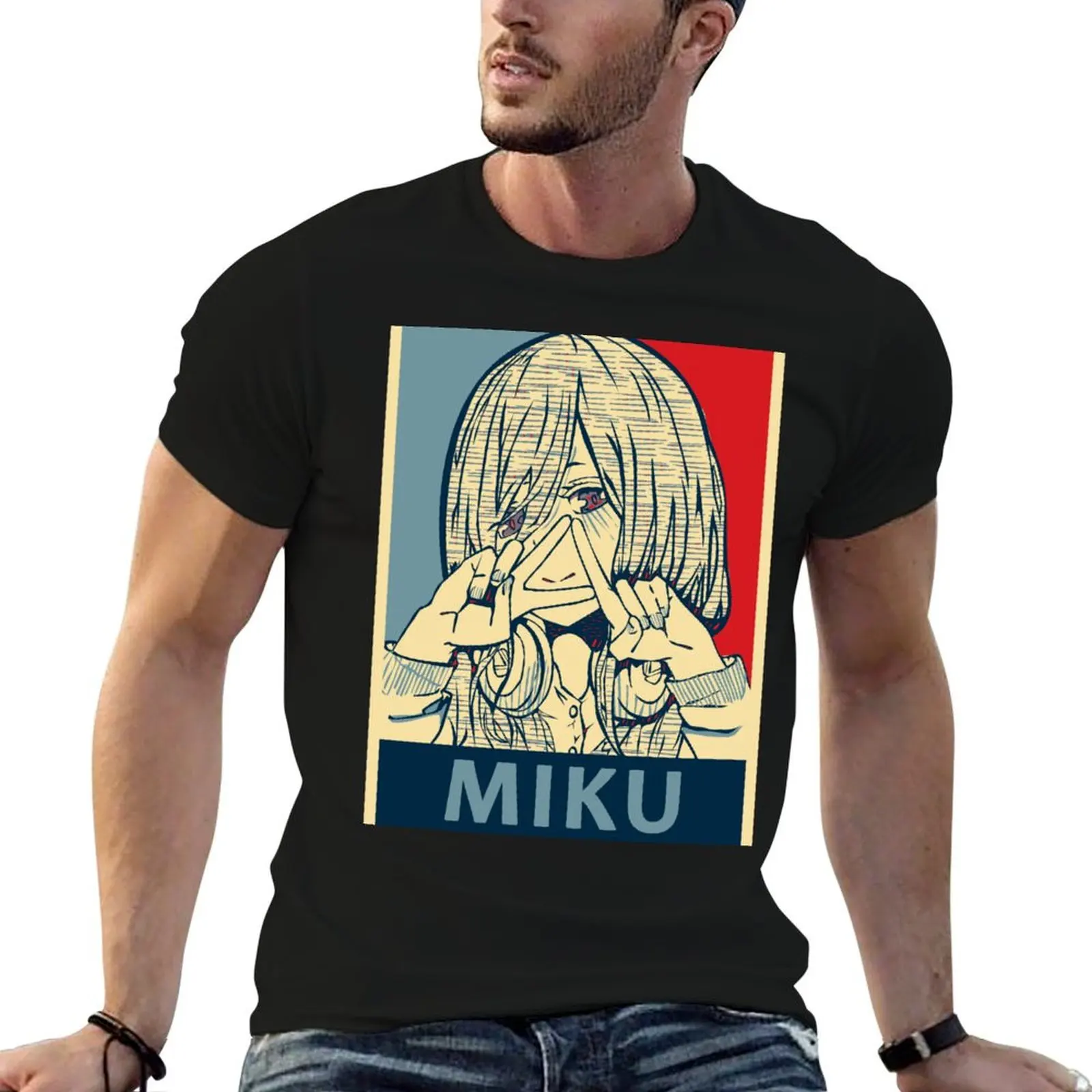 

shirts T-Shirt Nakano man - Hanayome anime printed t Go no Toubun for man Anime shirts Poster Miku t for