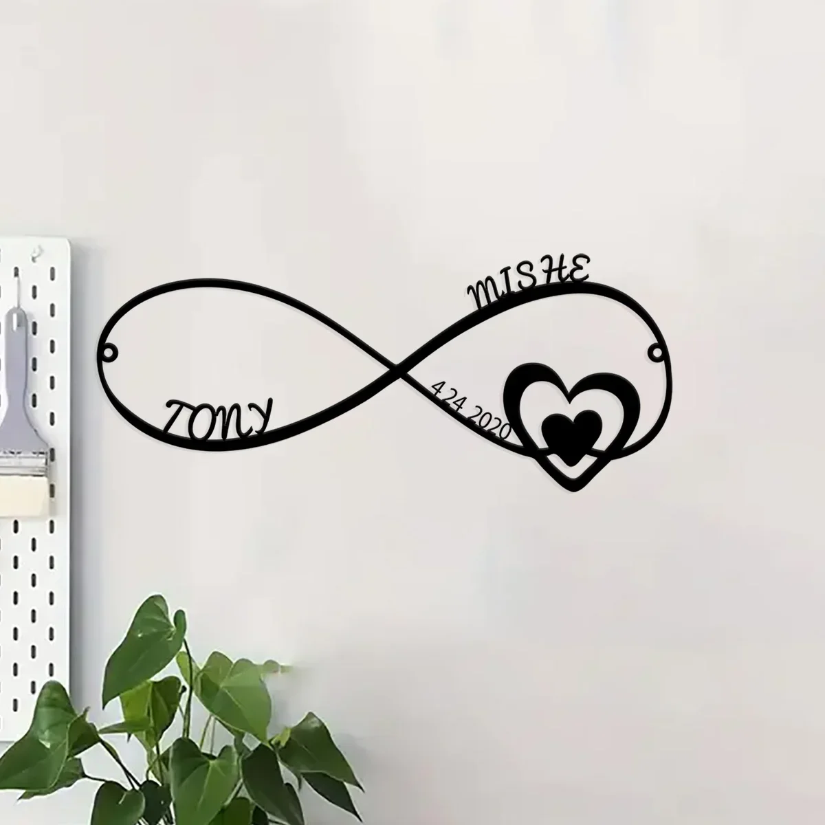 Custom Customized Infinity Heart Metal Wall Art - Personalized Wedding Decor - Unique Anniversary Gift for Couples - Christmas