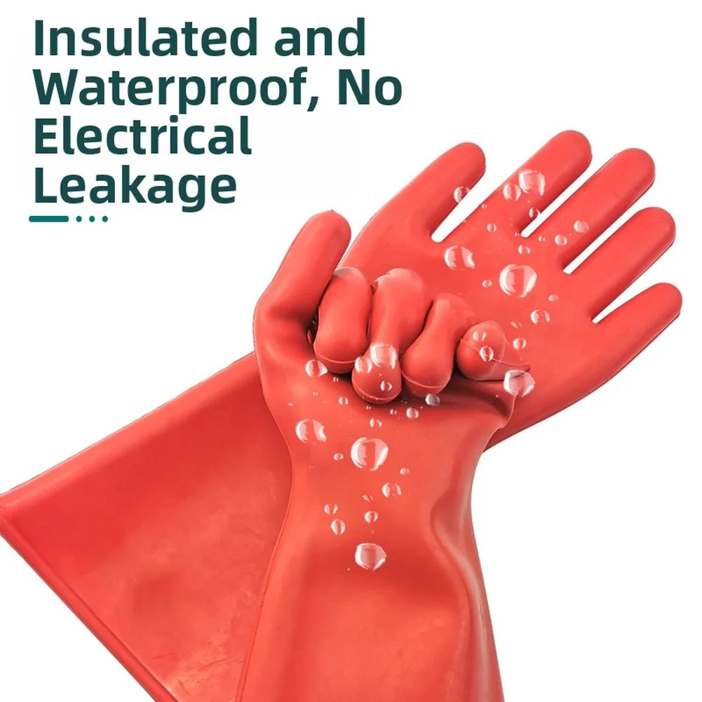 12KV Insulated Gloves For Electricians High Voltage Rubber Safety Gear With Flat Design For Live Wire Protection And Maintenance
