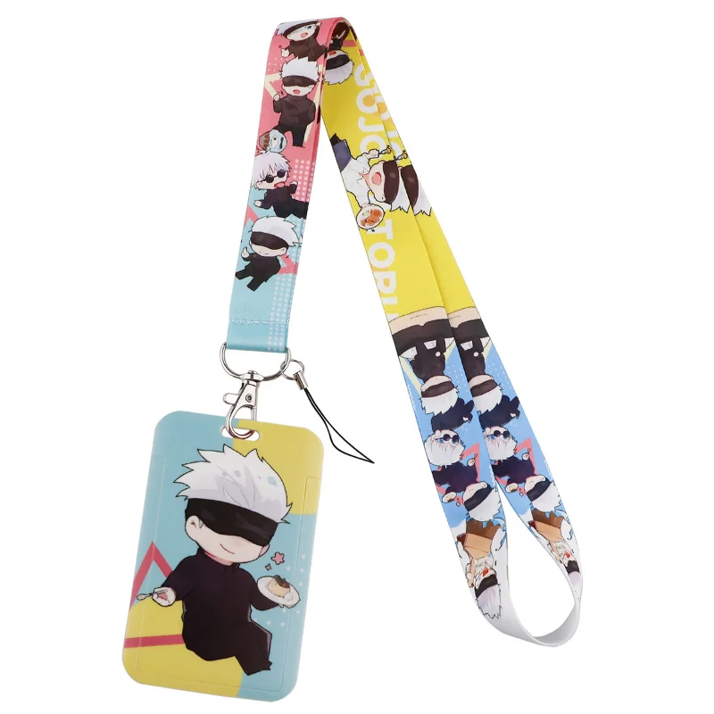 Jujutsu Kaisen Anime Card Holder Neck Strap Lanyards Credit Card ID Holder Pass Hang Rope Lariat Keyrings Lanyard Toy Kids Gift