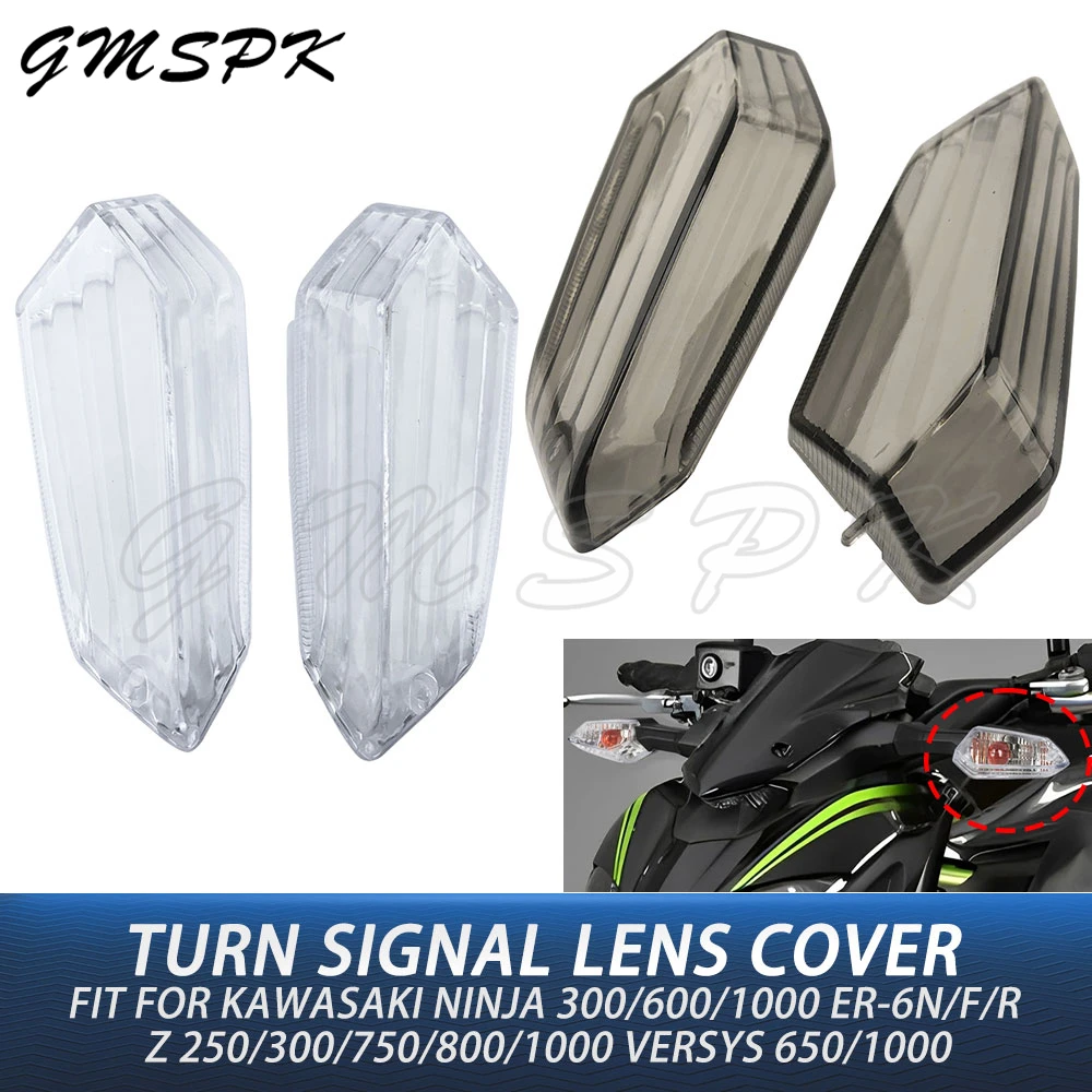 2/4PCS Motorcycle Clear Smoke Turn Signal Light Lens Cover Fit for KAWASAKI Z300 Z750 Z1000 NINJA Versys 650 1000 ER-6N ER6N/F/R