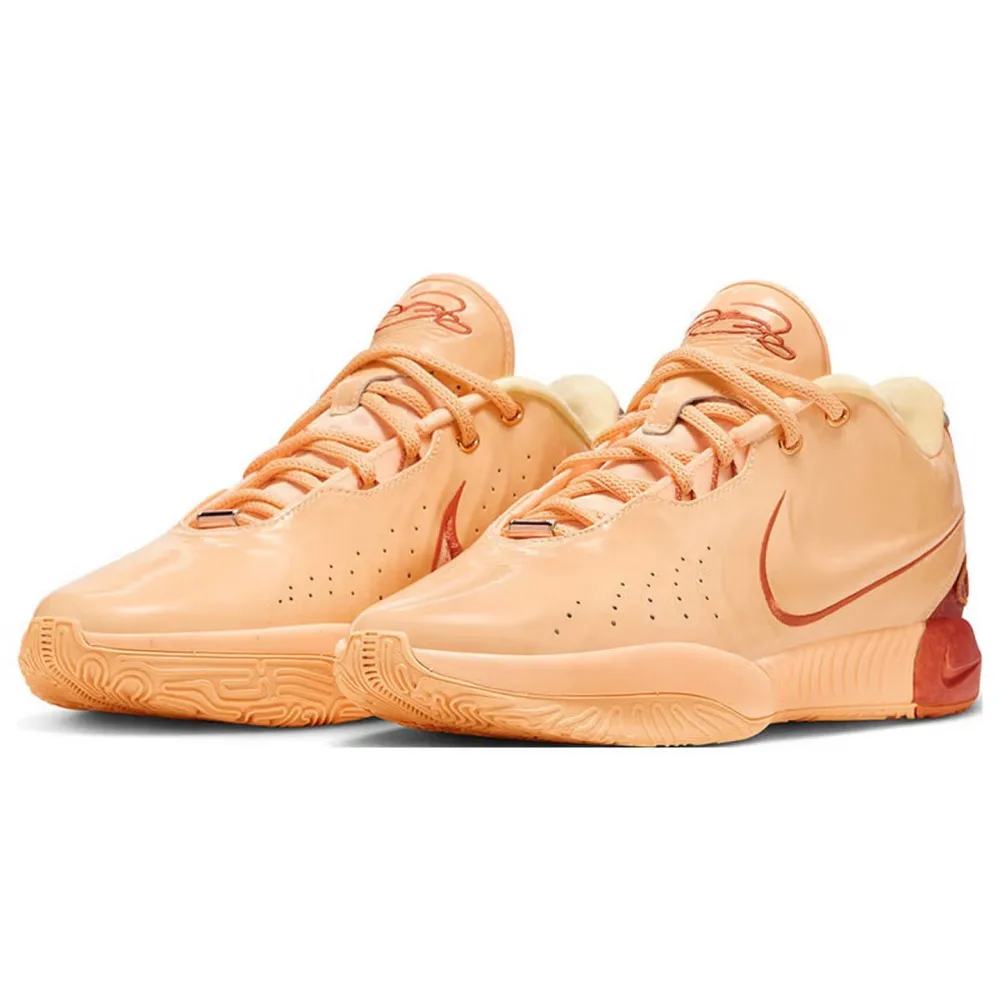 

Мужские баскетбольные кроссовки Nike Lebron 21 с круглым носком и низким берцем персиково-розового цвета FV2346-800