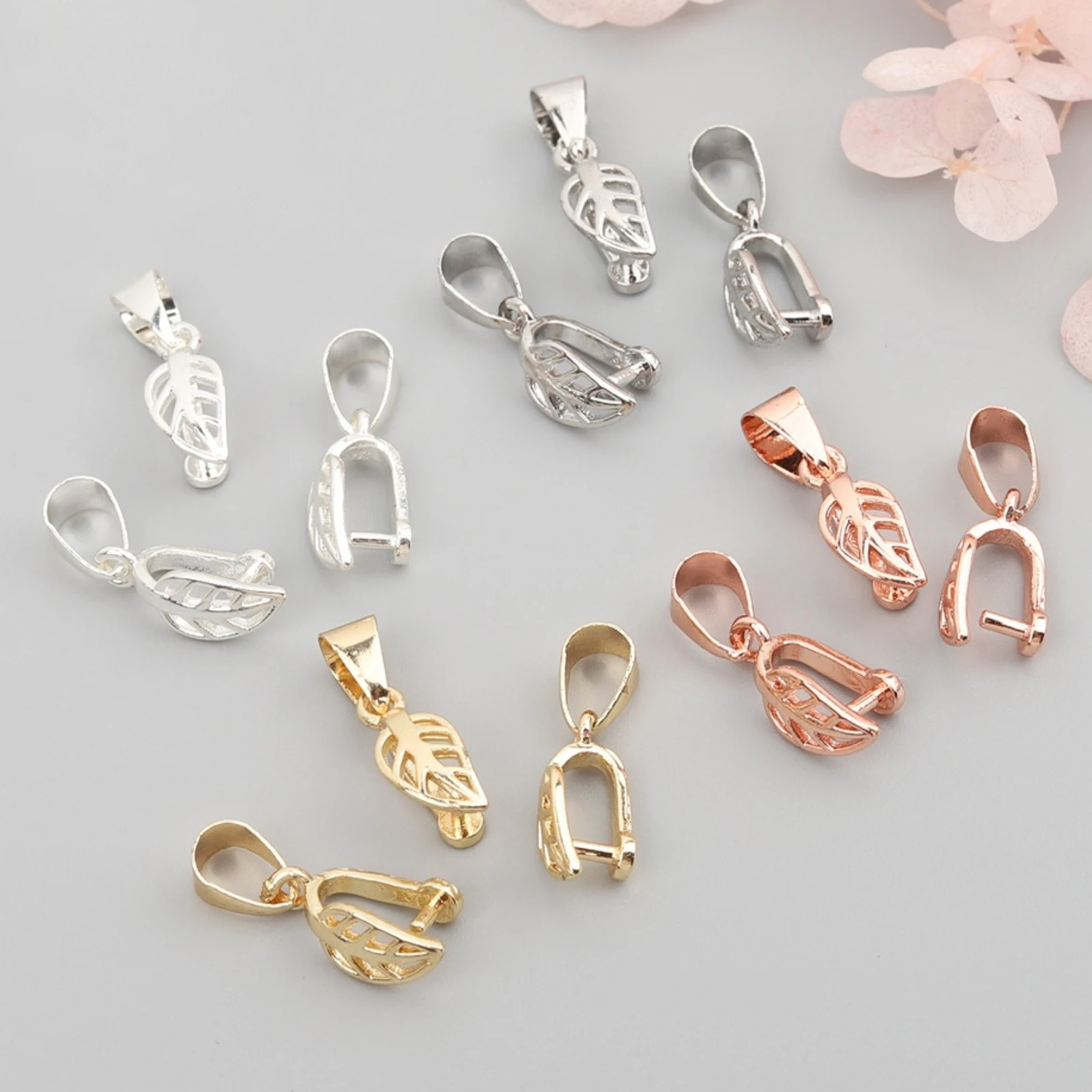 5pcs 18K Gold Plated Brass Platinum Pendant Bails Pinch Clip Bail Clasp Dangle Charm Clasp for Necklace Jewelry DIY Craft Making