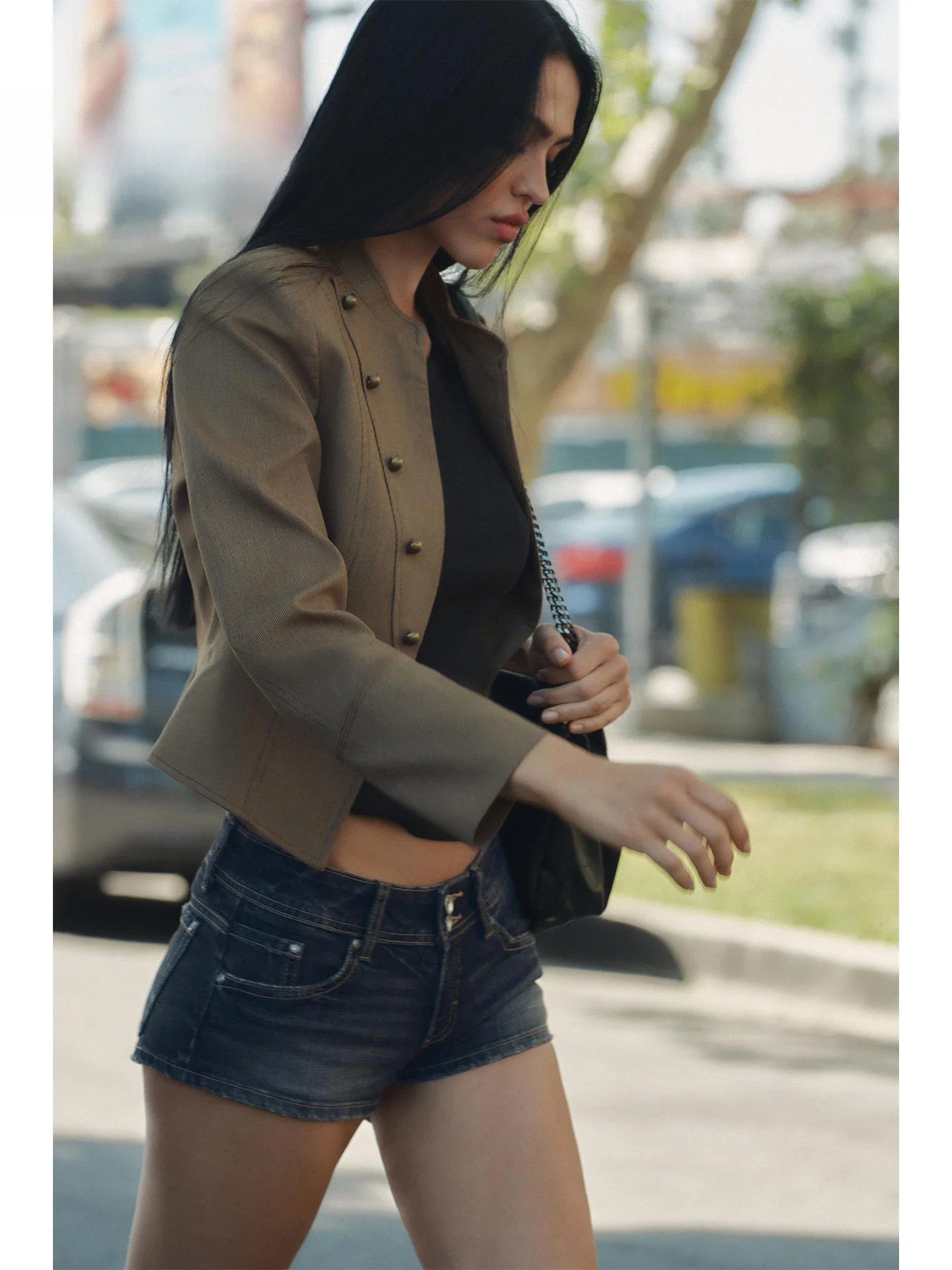 

Summer 2026 Retro American Style Short Suit Jacket Women's Elegance Double Button Stand Collar Coat Commute Style Regular Sleeve