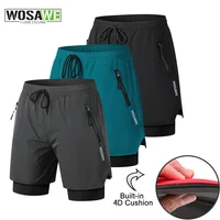 WOSAWE-pantalones cortos de ciclismo para hombre, Shorts acolchados 2 en 1 para bicicleta de montaña, pantalones cortos de secado rápido para bicicleta de descenso de doble capa