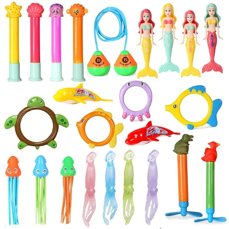 .Kids Summer Shark Rocket Throwing Toy Swimming Pool Dive Game Water Fun Games Pool Toys Baby Water Educational Bath Toys Gifts