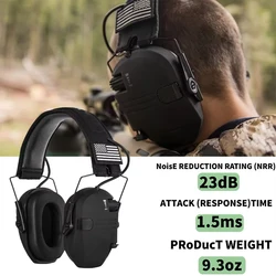 Electronic Earmuff for Slim Ultra Low Profile Compact Design Adjustable Range Shooting Hunting Hearing Protection