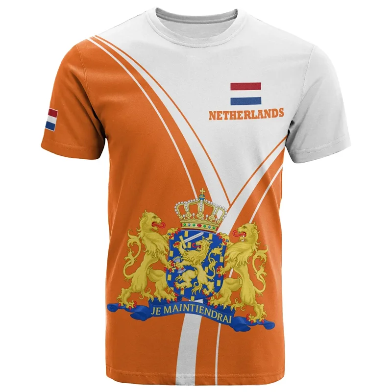 NIEDERLÄNDISCHE Flagge 3D-Druck Sport Schnelltrocknend Breatha Herren T-Shirt Outdoor Fußball Uniform Team Training Eltern-Kind Kurzarm – Detail 15