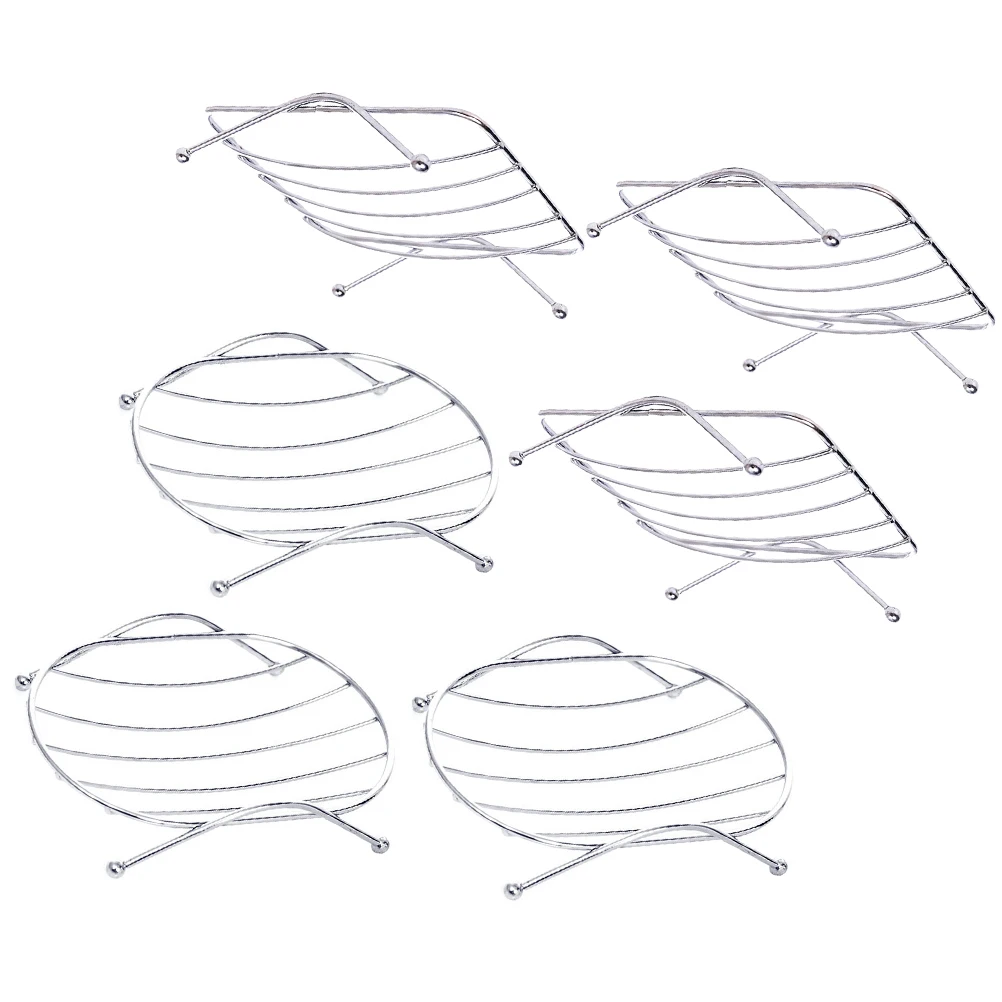 

6pcs Chrome Iron Soap Holder Drainage Dish Kitchen Storage Rack Bathroom Organizer Stand Environmentally Friendly