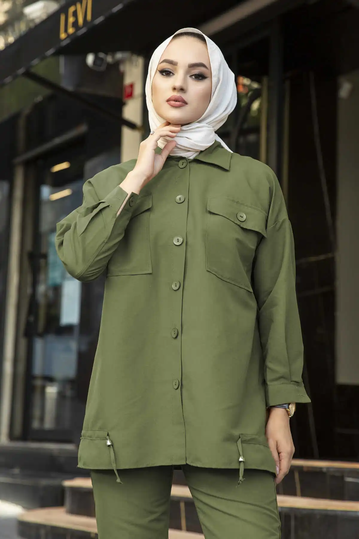 Women's Shirt Pants Hijab Kombin Bottom Top Muslim dress hijab Muslim üstleri women suit dress abayas