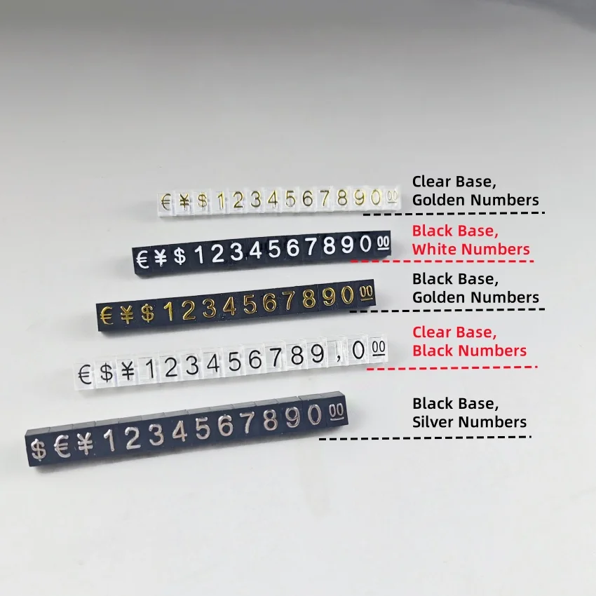 50sets L Plastic Jewelry Number Price Bar Strip Display Marked Particle Stands Detachable with Currency