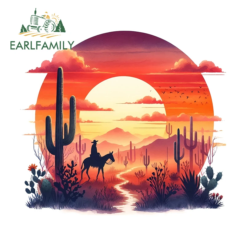 EARLFAMILY Desert Sunset Item Car Stickers Creative Rearview Mirror Trunk Electric-Bicycle Decals Great Sunscreen Car Styling