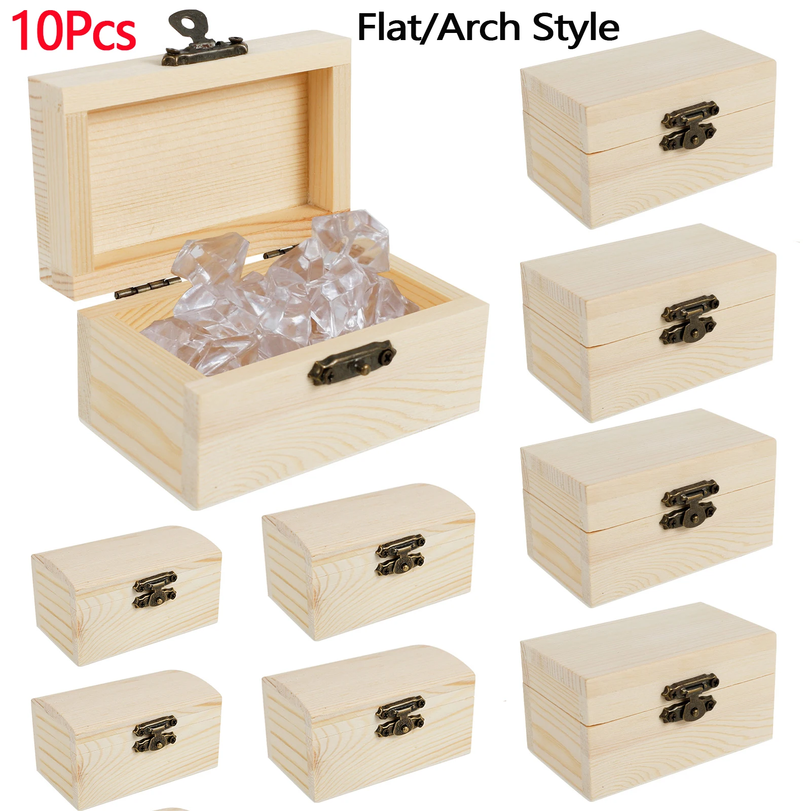 10Pcs Log Color Scotch Plain Wooden Square Hinged Storage Boxes Craft Gift Box Handmade Case Box Storage Organization for DIY