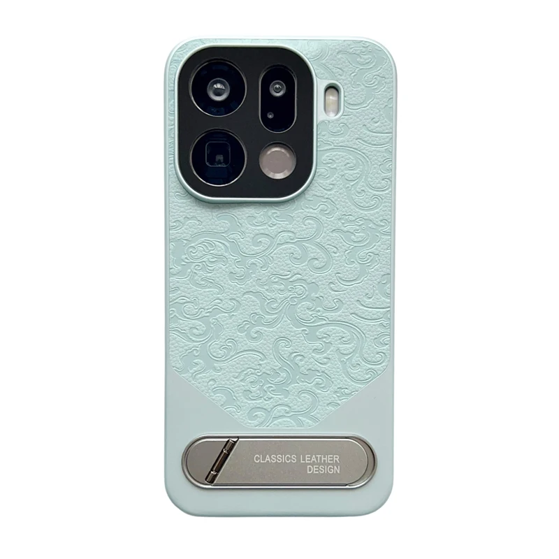 

For Oppo Find X9 X8 Pro Ultra Embossed Dragon Pattern Leather Invisible Metal Kickstand Anti-Fingerprint Comfortable Grip Cover