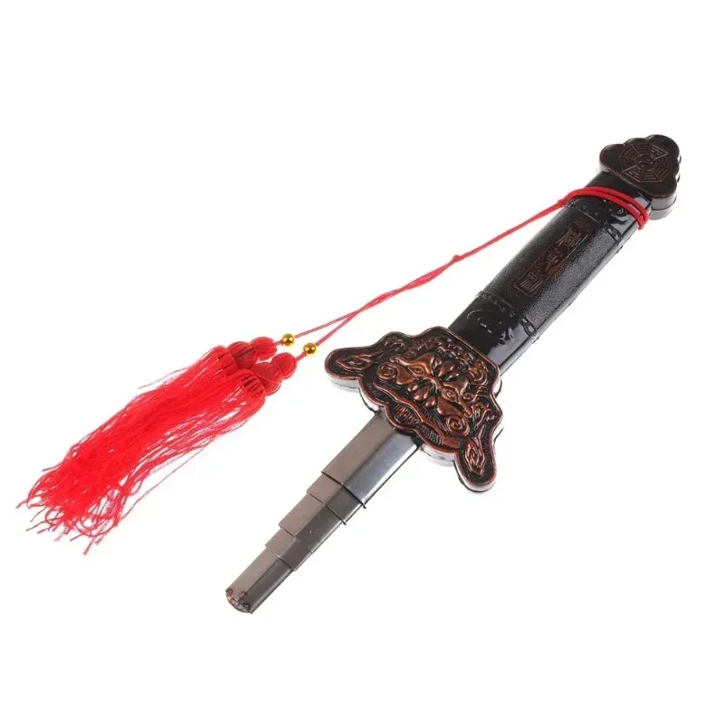 Retractable Unsharpened Tai Chi Prop Sword with Tassel, Portable Training Toy for Morning Exercise Stage Performance