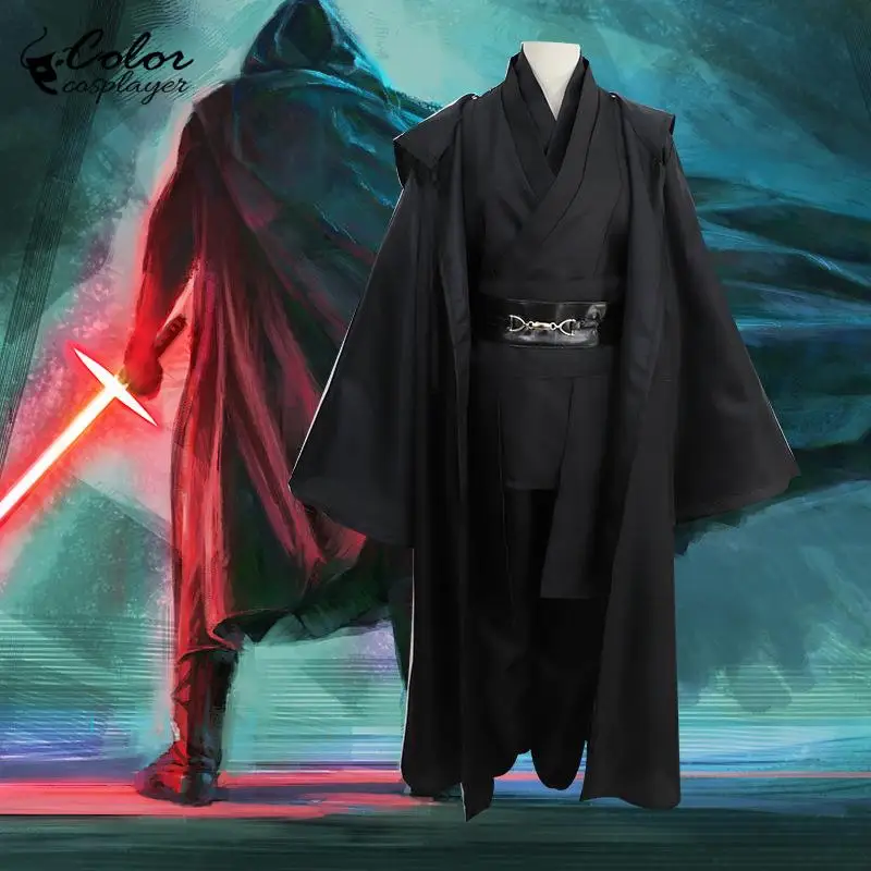 

Color Cosplayer Movie Black Warrior Cosplay Costume Anakin Suit Gothic Long Jacket Medieval Outerwear Carnival Hero Clothing