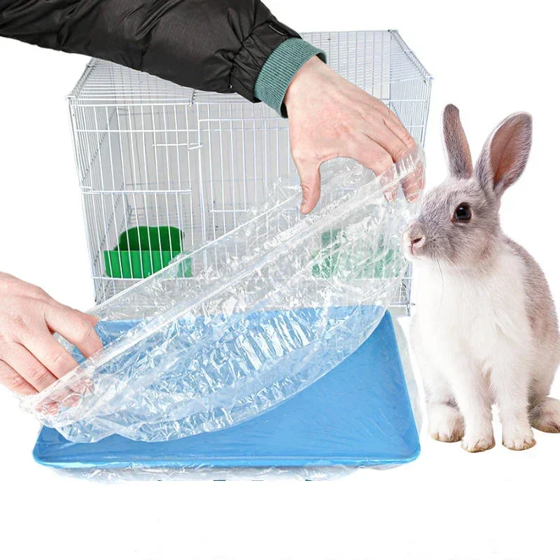10pcs/set Disposable PE Films Rabbit Litter Mat Cage Pet Tray Tray Cover Cage Chassis Film Cover Toilet Large Changing Pad