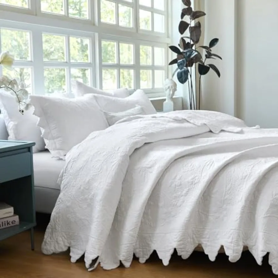 

Quilts Set Size Bedspreads Cottagecore Farmhouse Bedding 100% Cotton Quilted Bedspreads 3-Piece