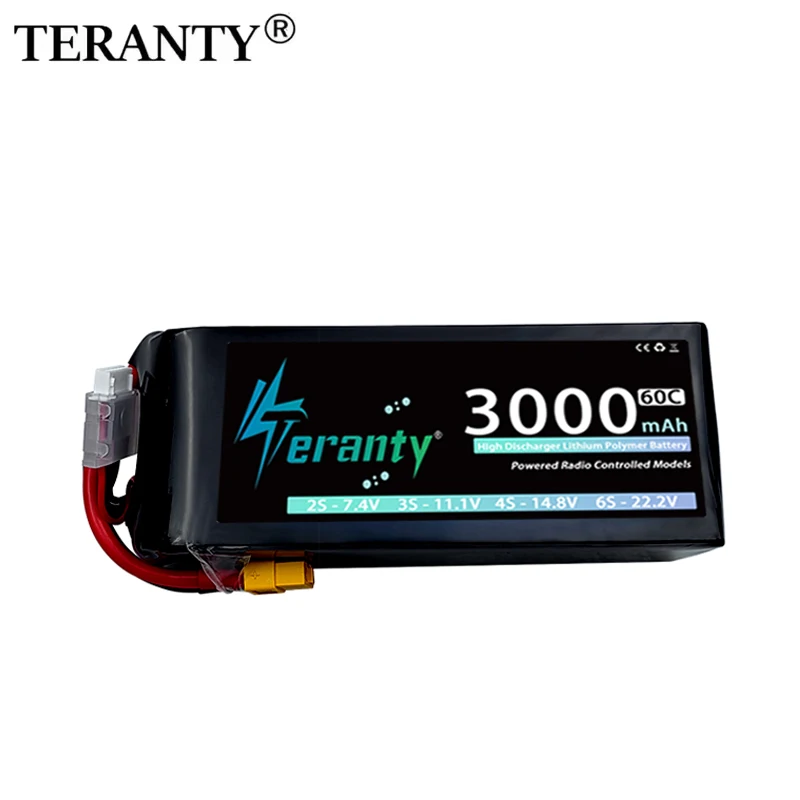 TERANTY 6S 3000mAh Lipo Battery 22.2V 60C 22.8V 80C Softcase with XT60/XT90 Plug for RC Car Truck Tank RC Airplane FPV Drone