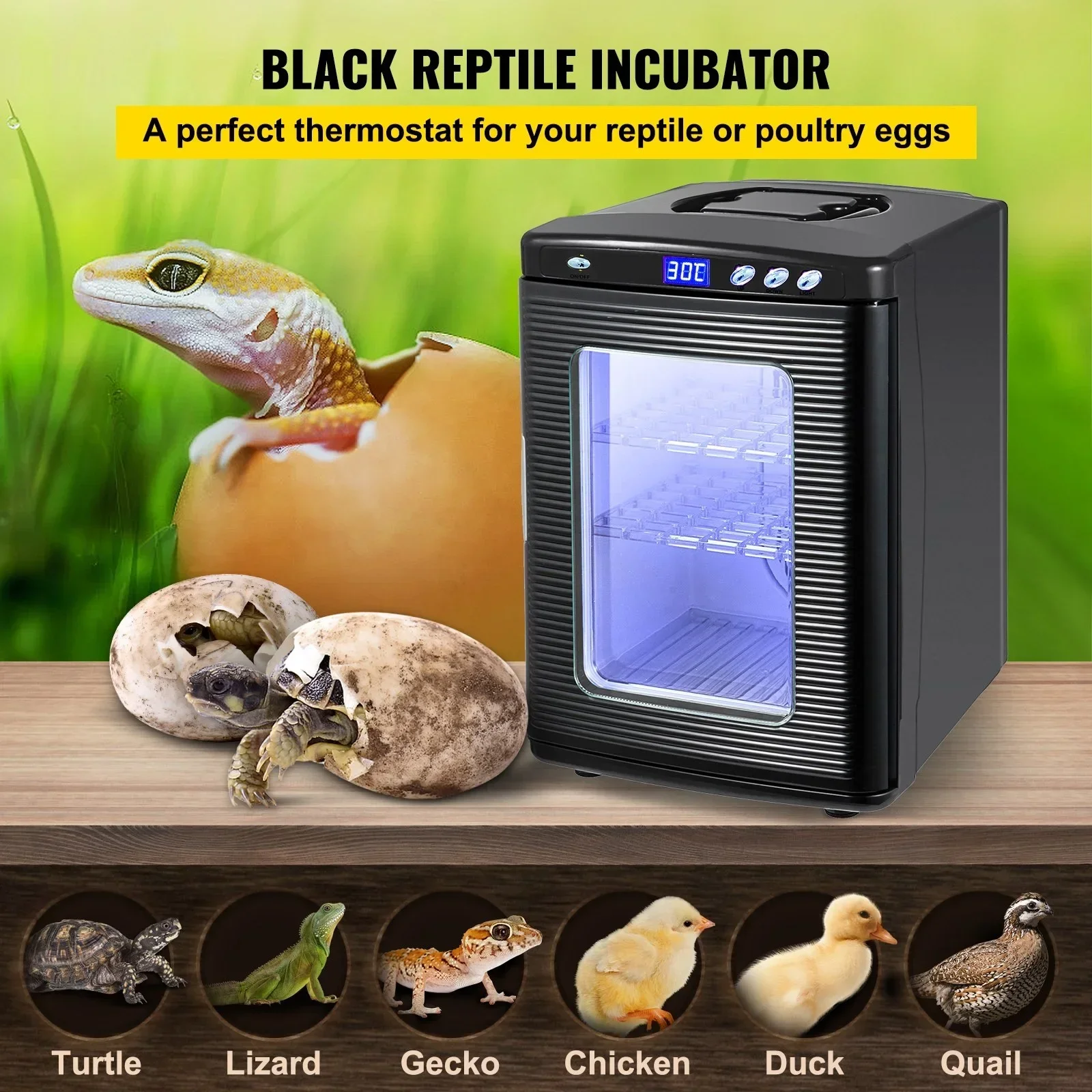 For 25L Reptile Incubator Digital Egg Incubator Scientific Lab Incubator Cooling and Heating 5-60°C Work for Small Reptiles