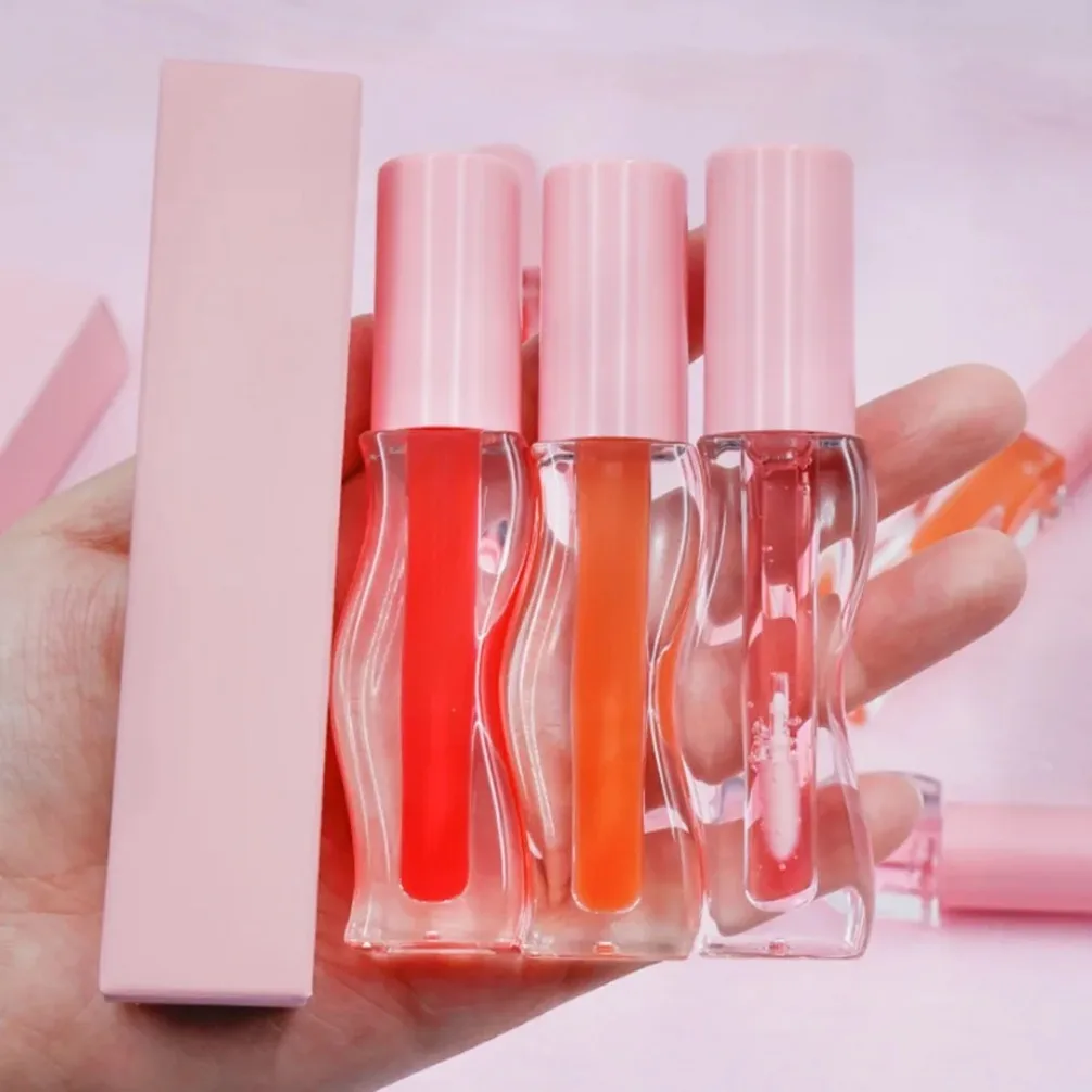 Vegan Fruit Flavor Plumping Lip Oil Custom Logo Private Label Makeup Wholesale Wavy Design Nourishing Lipcare