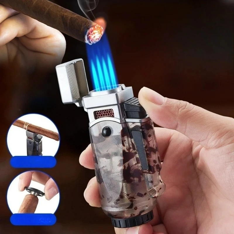 

Портативная газовая горелка с прямым синим пламенем, маленькая, для улицы, ветрозащитная, для барбекю, магнитная, для розжига сигар