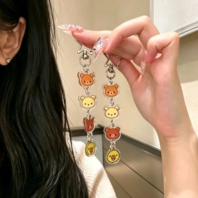 Anime Cartoon Rilakkuma Acrylic Keychain Cute Student Schoolbag Hanging Decoration Car Key Charm Decorative Accessories Toys - view 6