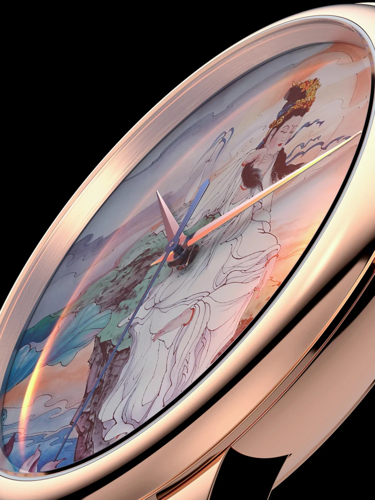 Designer's original custom Guanyin Bodhisattva micro-painted enamel watch men's mechanical watch Buddha watch men's watch