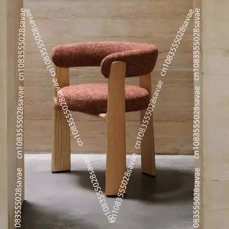 Modern High-quality Ash Wood Dining Chairs with Soft Cotton and Linen Cushions