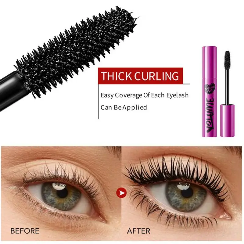 Mascara  Waterproof Lengthens Eyelashes Extension Black Non-smudge Lengthening Volume 5D Silk Fiber Mascara  Cosmetics