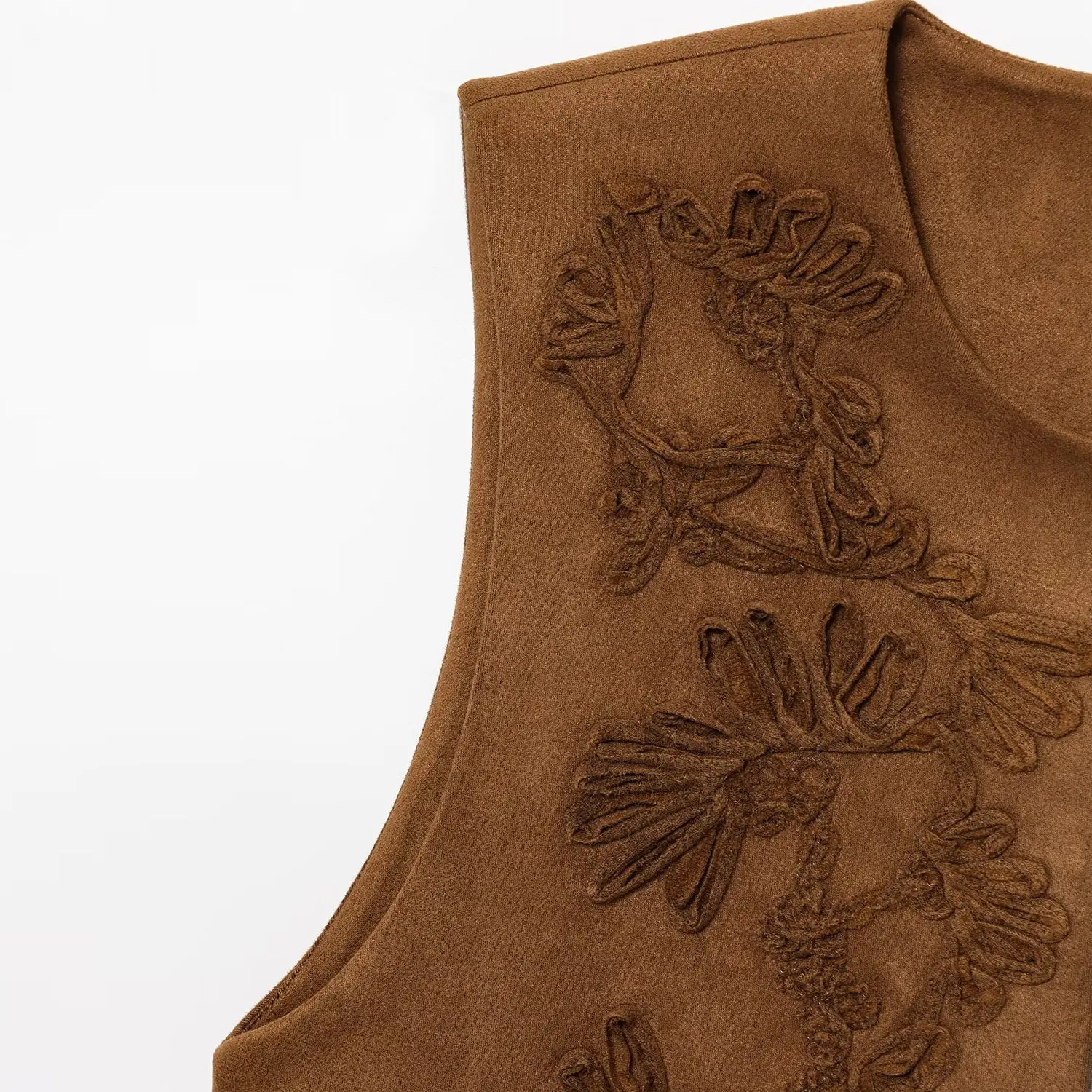 Ceco de Fibra de Poliéster con Textura de Terciopelo Sintético, Deco con Bordado, Estilo Versátil con Cuello en V, Nue...