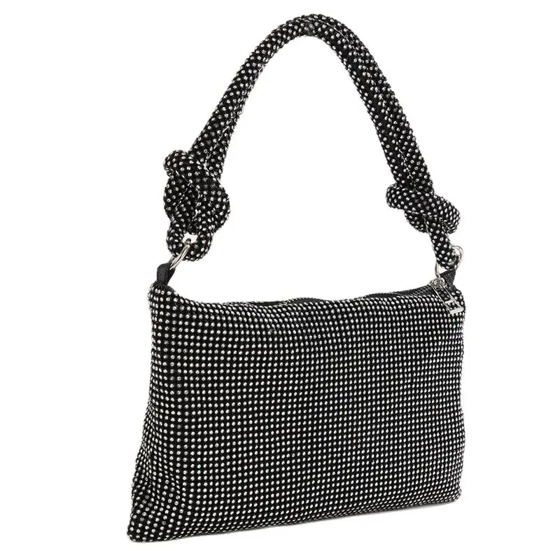 Grün frauen Tasche Diamant Verzierte Party Hand Tasche Glänzende Verknotet Strass Handgemachte Achselhöhle Hochzeit Bankett Tasche