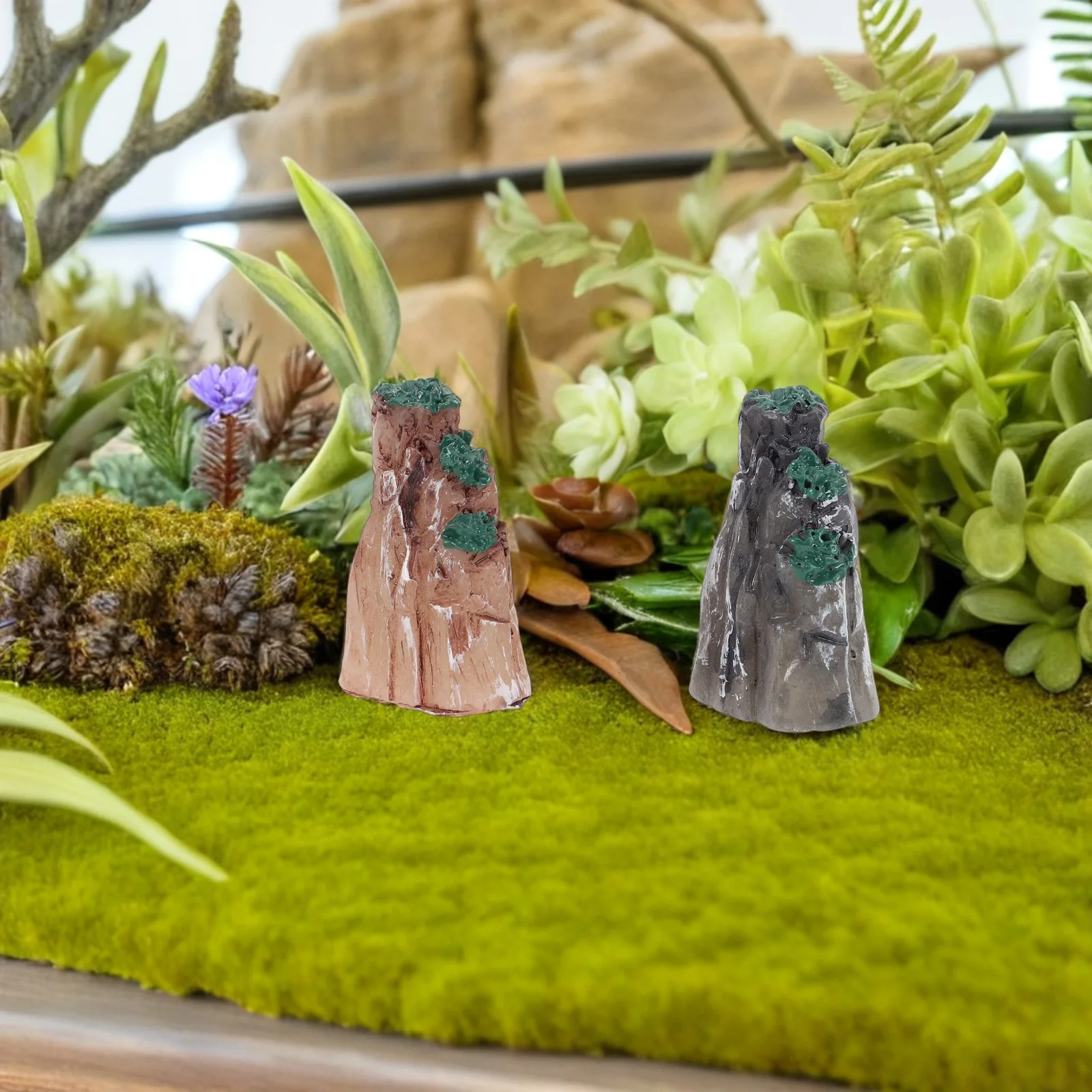 

2pcs Fake Bonsai Rockery Aquarium Mountain Decor Artificial Moss Ornament Resin Crafts Miniature Accessories Fish Tank