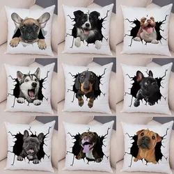 2024 New Cute Dog Decor Print Pillow Case Fashion Bedroom Sofa Waist Cushions Cover Car Decoration Home Pillowcase 40*40cm