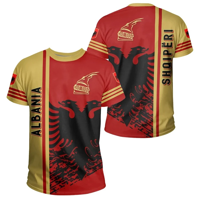 Custom Name Albania Shield Graphic T-shirts Christmas Casual Men's Fashion O-neck Jersey Short Sleeve Tops Outdoor Sportswear