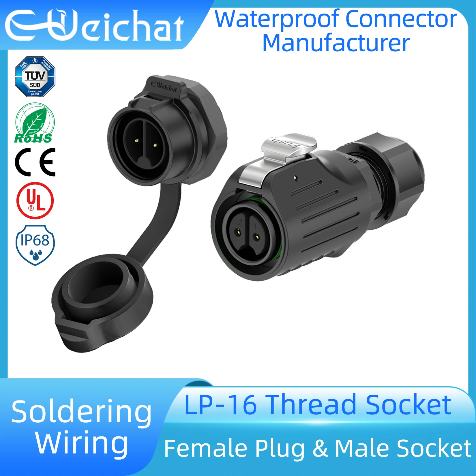 

LP16 Industrial Waterproof Connector IP68 Circular Aviation Electrical Connector M16 2-9 Pin Thread Socket