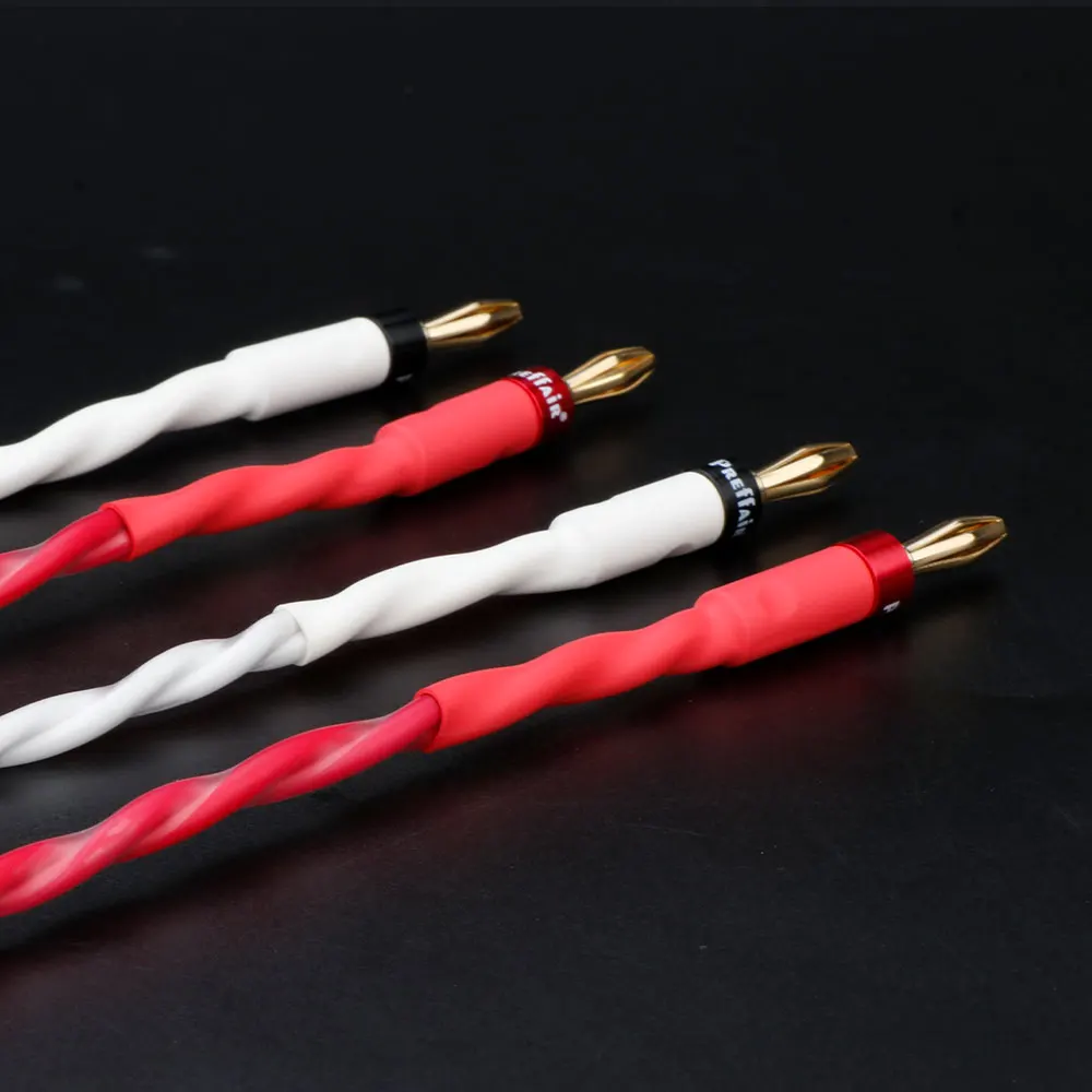 Cable de Audio puente/saltador de altavoz, Canare 2S11F, terminales de plátano a pala, trenza de 2 hebras que elimina el efecto de piel, 4 Uds.