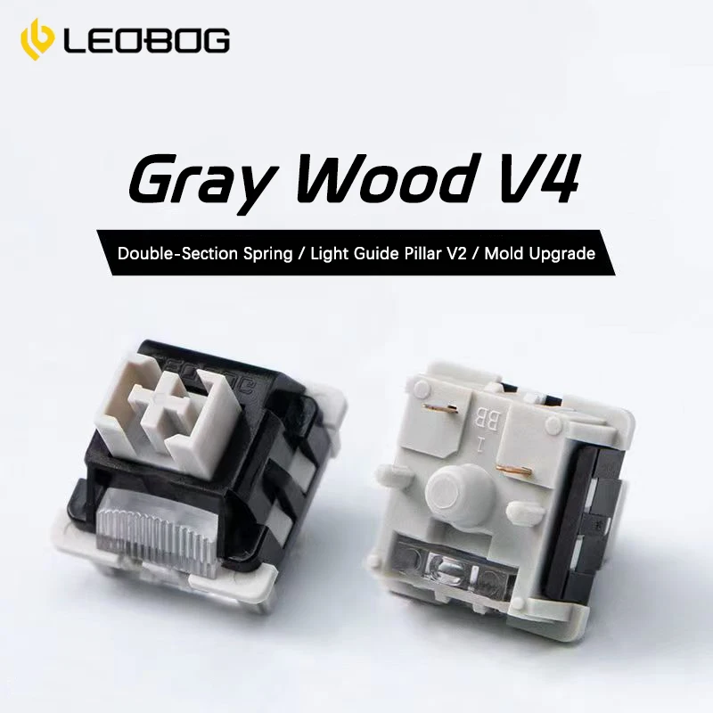 LEOBOG GrayWood V4 Switch Linear POM HIFI Switches For Custom Mechanical Keyboard KIT 5Pin With Light Guide Column DIY GMK67