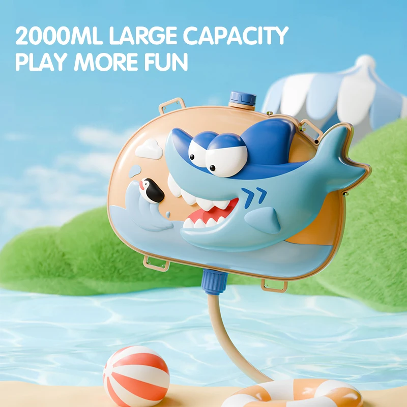 Backpack Water Gun Kids Toy Pull-Out Spray Blaster Cartoon Soaker Outdoor Beach Games Large Capacity Water Toy Children Gift