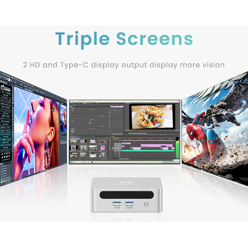 GenMachine Mini PC AMD Ryzen5 5600U Win10/11 R5 32GB 512GB ~ 2TB Dual Channel Desktop Office Gaming Computer pc gamer regalo fai da te LOL