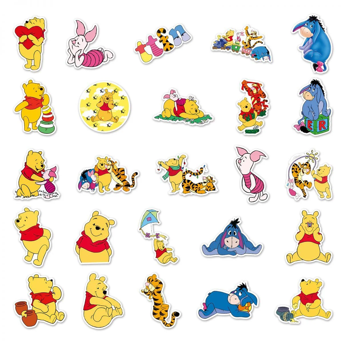 Winnie the Pooh Dos Desenhos Animados Adesivos, À Prova D 'Água DIY Ornamento Adesivo, Graffiti Papelaria, Notebook, Geladeira, Estética, 50Pcs por Conjunto