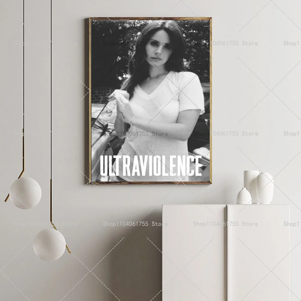 1PC Singer Lana Del Rey Classic Music Album Poster Self-adhesive Art Waterproof Paper Sticker Coffee House Bar Room Wall Decor