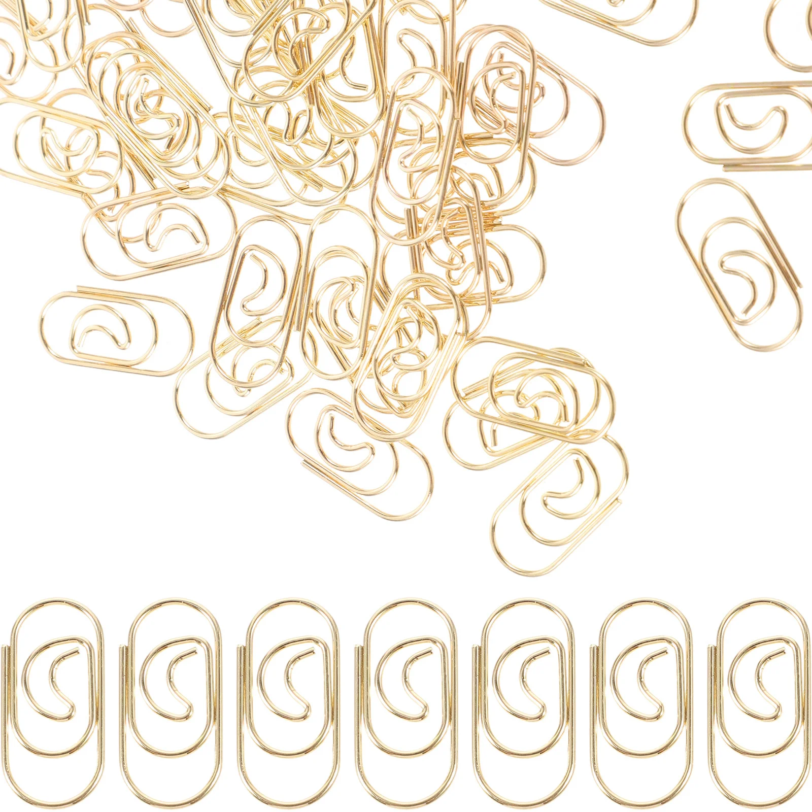 

100Pcs Small Moon Paper Clips Exquisite Decorative Practical Office Accessories High Durability Firm Structure