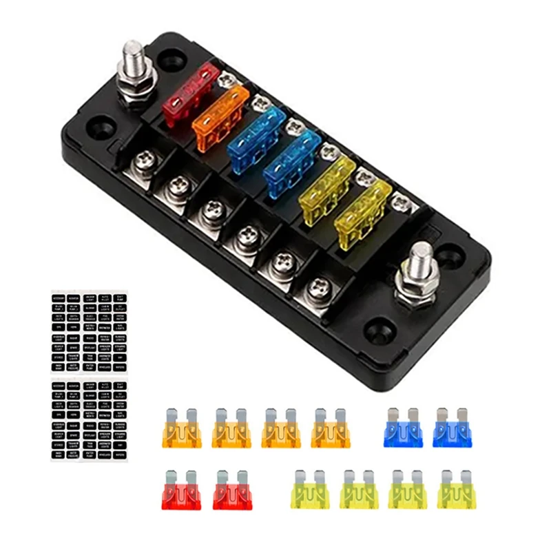 Fuse Box Holder Flame Retardant Blade Fuse Block With Cover Accessories For Car Marine Boat Truck Trailer