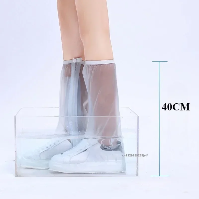 Unisex High Tube Rain Shoe Covers Waterproof Reusable Anti-Slip Rain Boot Rainproof Shoes Protector