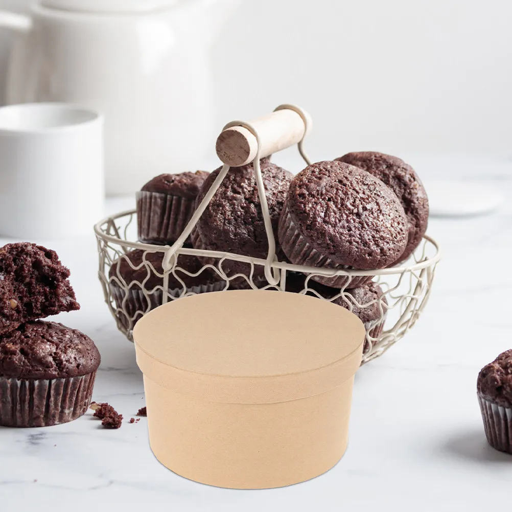 Oval Kraft Paper Cookie Box with Lid DIY Decorative Storage Container for Macarons Cookies Chocolates Travel Outdoor Craft