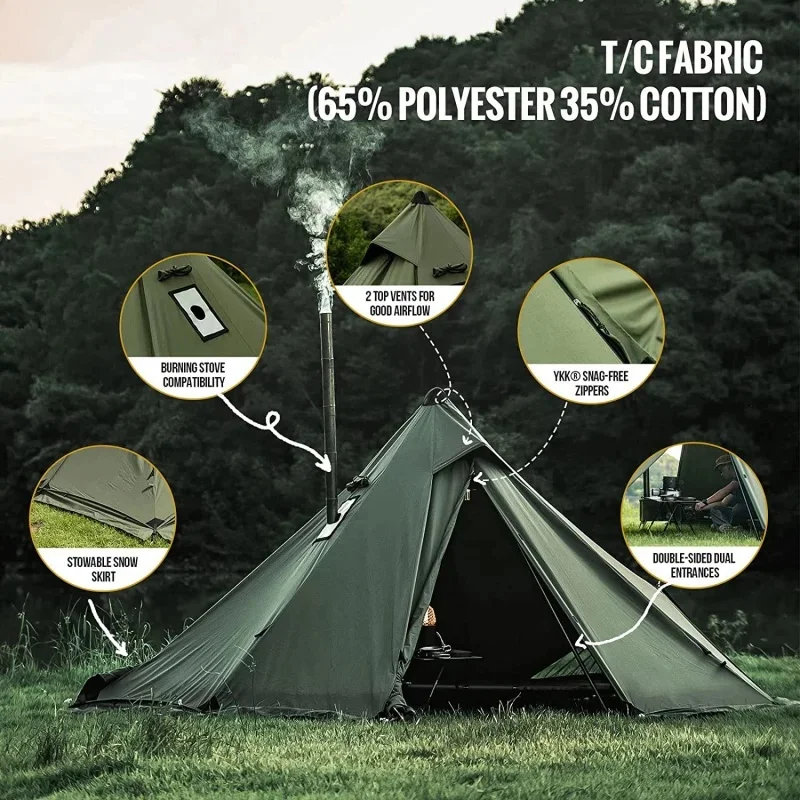 Ultralight Backpacking Camping Tent, 4 Person Outdoor Mountaineering Shelter